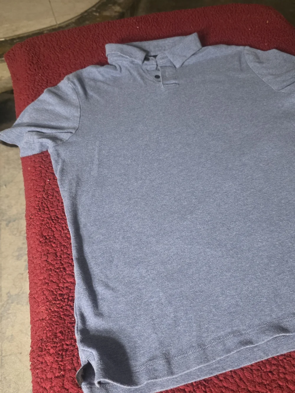 Banana Republic Men's Size L Heathered Blue Luxury Touch Short Sleeve Polo Shirt